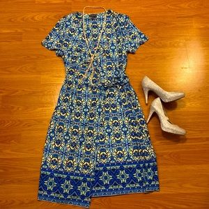 The Limited Mediterranean pattern wrap stretch dress